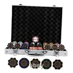 Poker Chips Set Premium 14 Gram Clay, 500 Blank Chips with Aluminum Multicolor