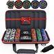 Poker Chips Set with Case 300 Clay Poker Chips 2 Card Decks, Dealer Button &