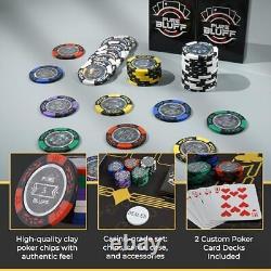 Poker Chips Set with Case 500 Clay Poker Chips with 2 Card 500-Chip Set