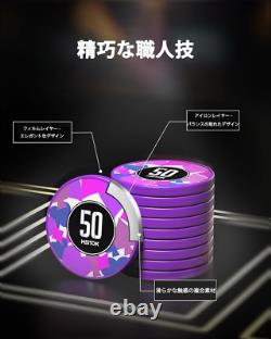 Poker Chips with Denominations, 600-Pcs 11.5G Weighted Numbered Casino Chips Set
