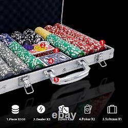 Poker Chips with Numbers, 500Pcs Poker Chip Set with Aluminum Travel Case