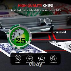 Poker Chips with Numbers, 500Pcs Poker Chip Set with Aluminum Travel Case