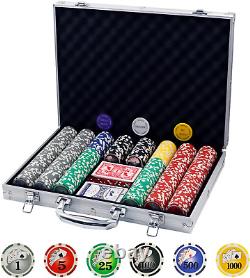 Poker Chips with Numbers, 500Pcs Poker Chip Set with Aluminum Travel Case, 11.5 Gr