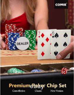 Poker Chips with Numbers, 500Pcs Poker Chip Set with Aluminum Travel Case, 11.5 Gr