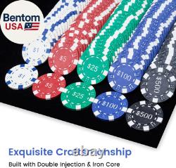 Poker Chips with Numbers, 500Pcs Poker Chip Set with Aluminum Travel Case, 11.5 Gr