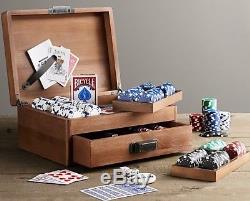 Poker Set By Restoration Hardware Nib Leather Box