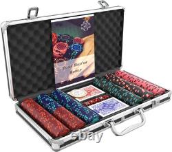 Poker Set Corrado 300 Clay Poker Chips (14 G) with Aluminum Case, Plastic Pl