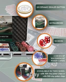 Poker Set Corrado 300 Clay Poker Chips (14 G) with Aluminum Case, Plastic Pl