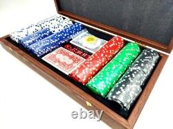 Poker Set Exclusive Dark Brown Box 300 Chips Cards Dice Gift For A Poker Lover