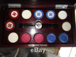 Poker chip set with Swastika and bull dog chips