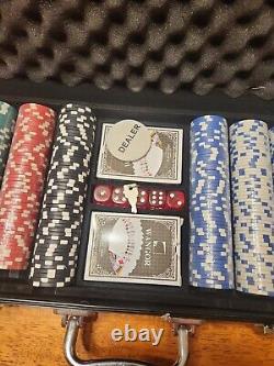 Poker chips set with aluminum locking casing, comes with key