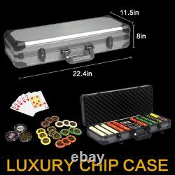 Premium 500 PCE Clay Poker Chip Set with Cards & Case for Texas Hold'Em