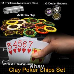 Premium 500 PCE Clay Poker Chip Set with Cards & Case for Texas Hold'Em
