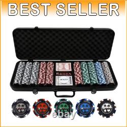Premium Poker Chip Set with 500 Custom Chips & Tough Aluminum Case for Parties