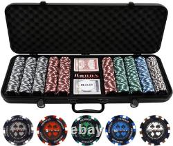 Premium Poker Chip Set with 500 Custom Chips & Tough Aluminum Case for Parties