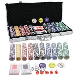 Professional 500pcs Gambling Casino Hold'em Dealer Poker Chip Dice Card Set