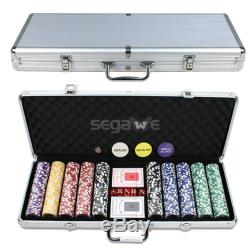Professional 500pcs Gambling Casino Hold'em Dealer Poker Chip Dice Card Set