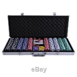 Professional Poker Chips Case 500 Set Texas Hold Em Cards Game Pack Aluminum BOX