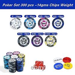 Professional Poker Chips Set 300 pc with 40mm Casino Chip, 2 classic-300 set