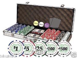 Professional Set Kit Of 500 Poker Texas Hold'em Chips New Fast Shipping NEW