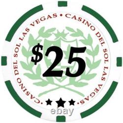Professional Set of 500 11.5 Gram Casino Del Sol Poker Chips with Denominations