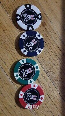 Psycho Bunny Poker Chip Set 297 Chips 2 Decks of Cards Case Included