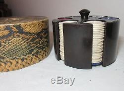 Quality vintage bakelite airplane chip snake box poker gambling box card set