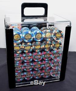 RARE 10g PYRAMID CASINO CLAY/COMPOSITE POKER CHIP SET WITH ACRYLIC CARRYING CASE