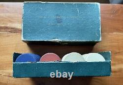 RARE Antique BF Goodrich Rubber Co Rubber Poker Chips Set in Box 1900's Akron OH