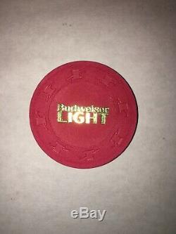 RARE Budweiser Light Paulson Top Hat & Cane Poker Chip Set With Walnut Box
