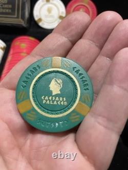 RARE Caesars Palace Poker Chip Set! 4 Colours CASH GAME OR TOURNAMENT! Vintage