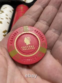 RARE Caesars Palace Poker Chip Set! 4 Colours CASH GAME OR TOURNAMENT! Vintage