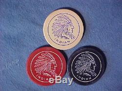 Rare Indian Chief Vintage Boxed Set Clay Poker Chips Oak Case 280 Chips