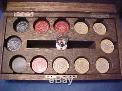 Rare Indian Chief Vintage Boxed Set Clay Poker Chips Oak Case 280 Chips