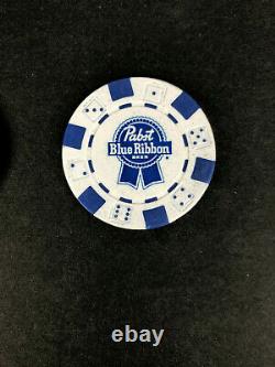 RARE Pabst Blue Ribbon Beer Poker Chip Set 300 Chips in Aluminum Case