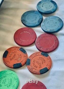 RARE SET 450 Paulson TH&C Poker Chips 4 colors from Casino shut in'97