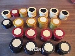 Rare Set Of 176 Multi Colored Bakelite Polka Dot Poker Chips-no Res