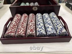 RARE UNIQUE Las Vegas Bet Holdem Poker Chip Set Cherry Hard Wood Case BRAND NEW