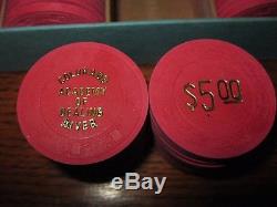 RARE Vintage MINT SET of 100 PAULSON $5 Colorado River Academy of Dealing chips