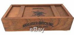 RARE Vtg Anheuser Busch Playing Card & Poker Chip Set Wood Mini Beer Crate