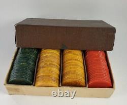 RARE Vtg Bakelite Catalin Casino Poker Chips Set 104 Pieces 1.5