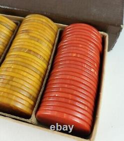 RARE Vtg Bakelite Catalin Casino Poker Chips Set 104 Pieces 1.5