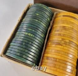 RARE Vtg Bakelite Catalin Casino Poker Chips Set 104 Pieces 1.5