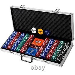 Rally and Roar Professional Poker Set with Hard Case 2 Card Decks 5 Dice 3 Butt