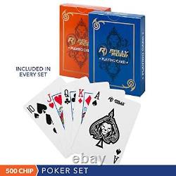 Rally and Roar Professional Poker Set with Hard Case 2 Card Decks 5 Dice 3 Butt