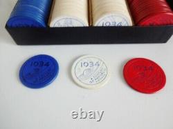 Rare 1934 Chicago Worlds Fair Poker Chip Set of 100 withOriginal Box USA