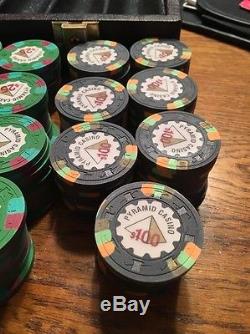 Rare 498 Paulson Top Hat Cane Pyramid Casino Poker Chip Set 1, 5, 25, 100