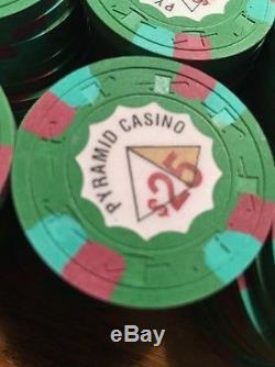 Rare 498 Paulson Top Hat Cane Pyramid Casino Poker Chip Set 1, 5, 25, 100