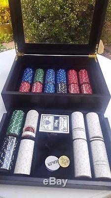 Rare Amazing Casino Poker Tour 500 Chip Set Wood & Glass Collectors Case 11.5g