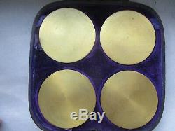 Rare Antique Set of 4 Poker Card Guard Chip Protector Gilt Bronze Enamel Box 19c